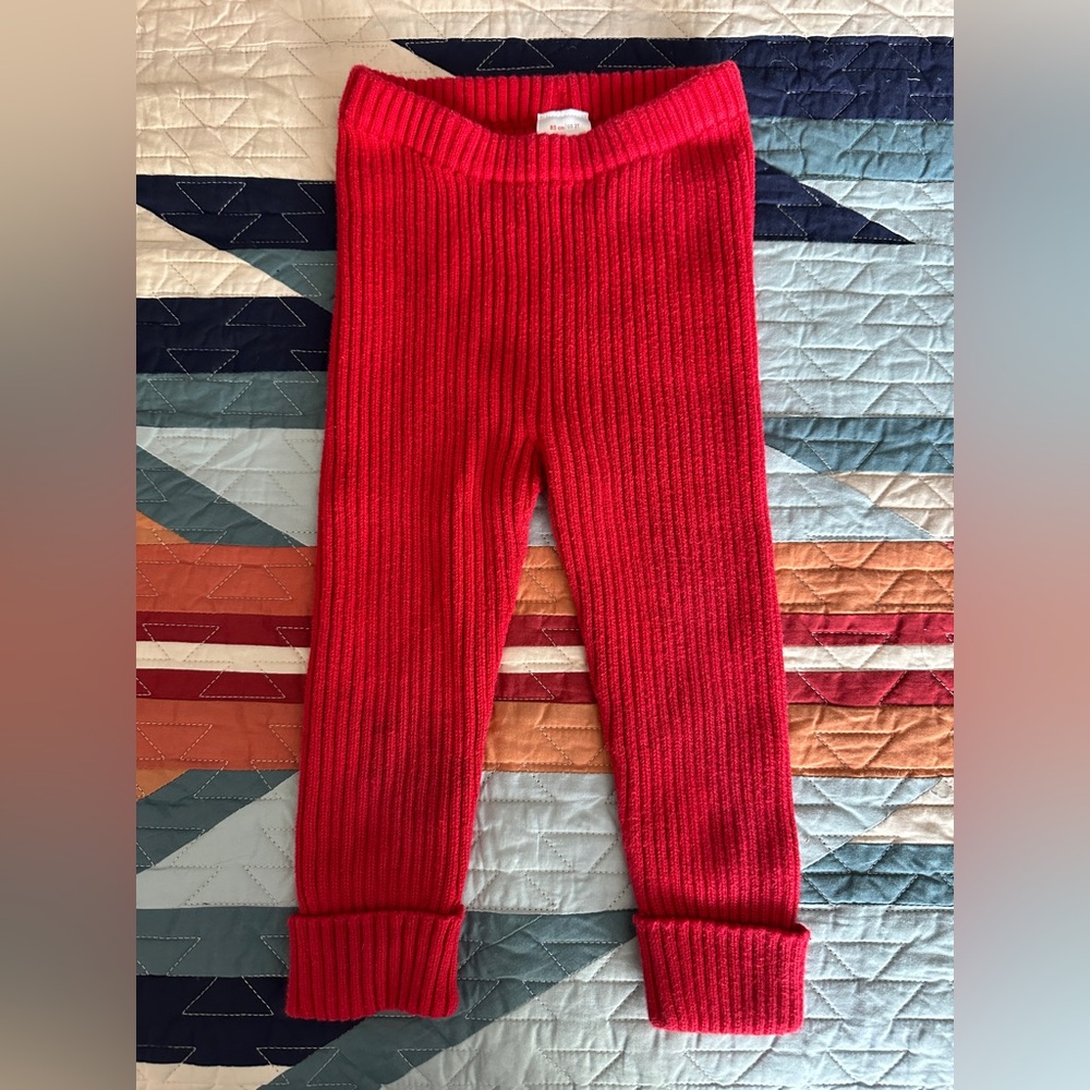 Hanna Andersson Bright Red Ribbed Sweater Leggings